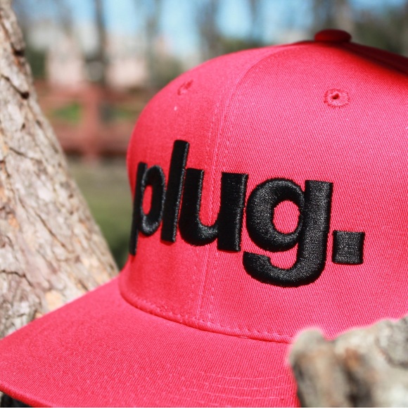 Yupoong SnapBack Hat/Cap Red with Black Plug Embroidered Logo Adjustable OS - Picture 2 of 4